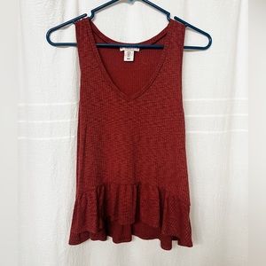 Red ruffle tank